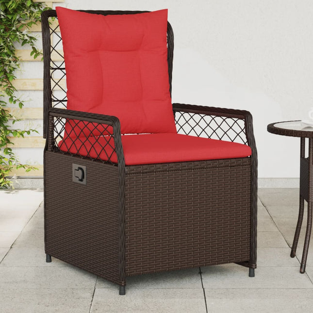 havestole med hvilestol 2 stk. brun polyrattan
