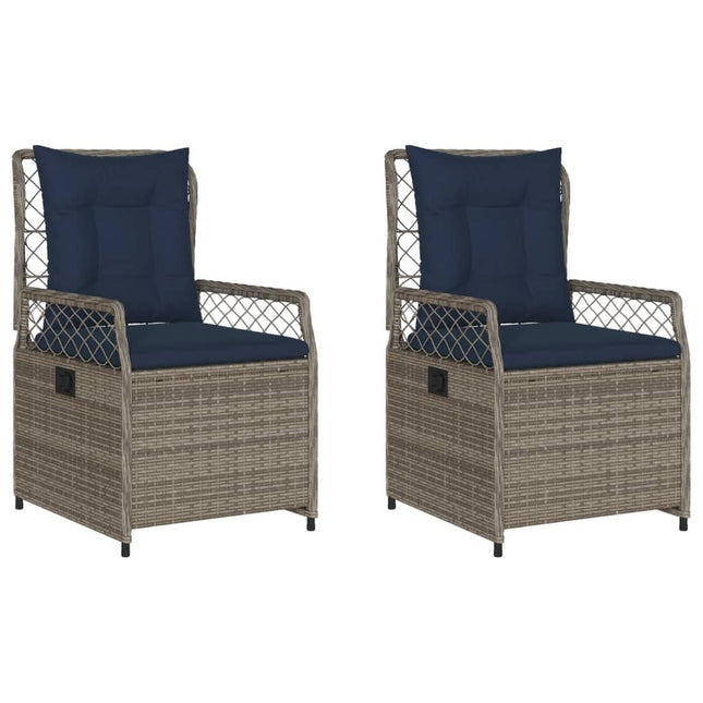 havestole med hvilestol 2 stk. grå polyrattan