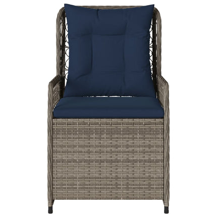 havestole med hvilestol 2 stk. grå polyrattan