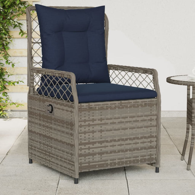 havestole med hvilestol 2 stk. grå polyrattan
