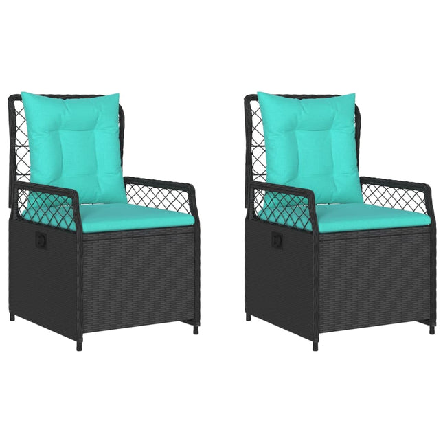 havestole med hvilestol 2 stk. sort polyrattan