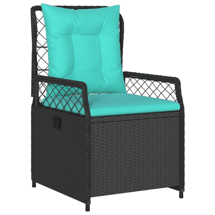 havestole med hvilestol 2 stk. sort polyrattan