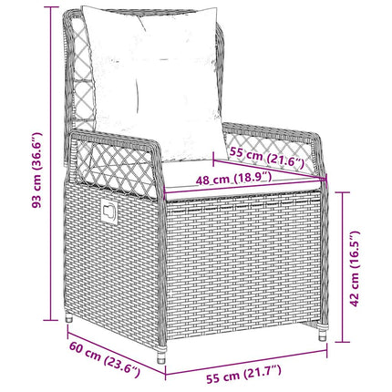 havestole med hvilestol 2 stk. sort polyrattan