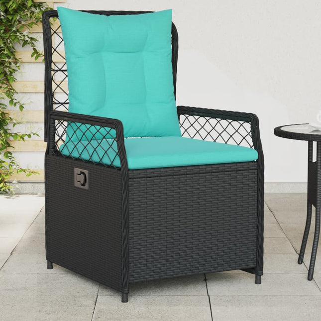 havestole med hvilestol 2 stk. sort polyrattan