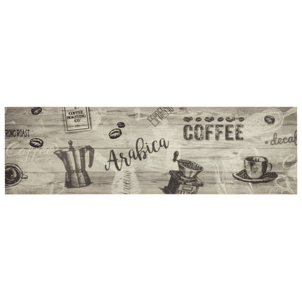køkkentæppe 45x150 cm Coffee-design vaskbart velour grå