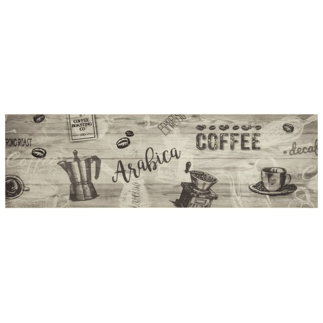køkkentæppe 45x150 cm Coffee-design vaskbart velour grå