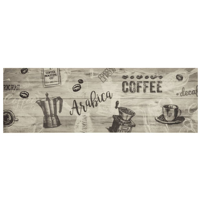 køkkentæppe 60x180 cm Coffee-design vaskbart velour grå