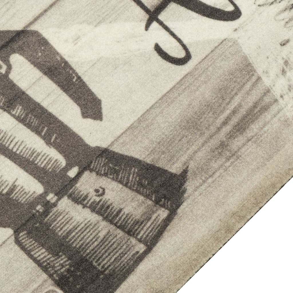 køkkentæppe 60x300 cm Coffee-design vaskbart velour grå