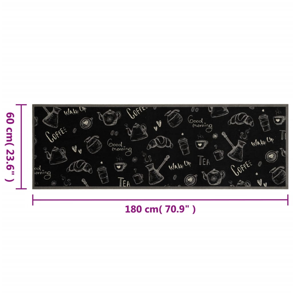 køkkentæppe 60x180 cm Morning-design vaskbart velour sort