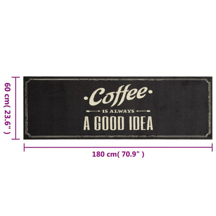 køkkentæppe 60x180 cm kaffedesign vaskbart velour