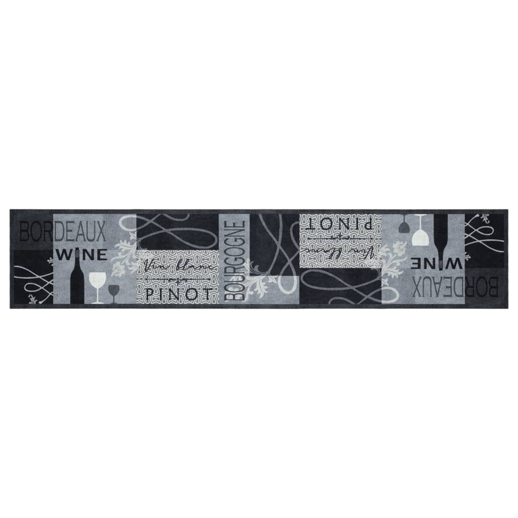 køkkentæppe 60x300 cm vindesign vaskbart velour grå