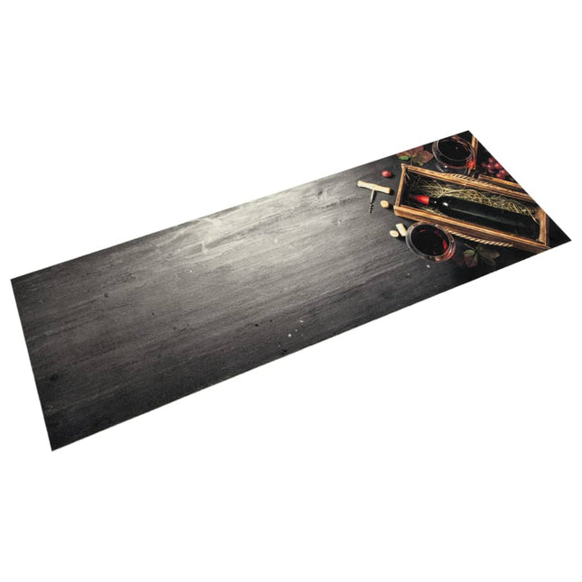køkkentæppe 45x150 cm vinflaske vaskbart velour grå