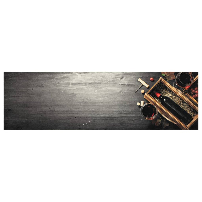 køkkentæppe 45x150 cm vinflaske vaskbart velour grå