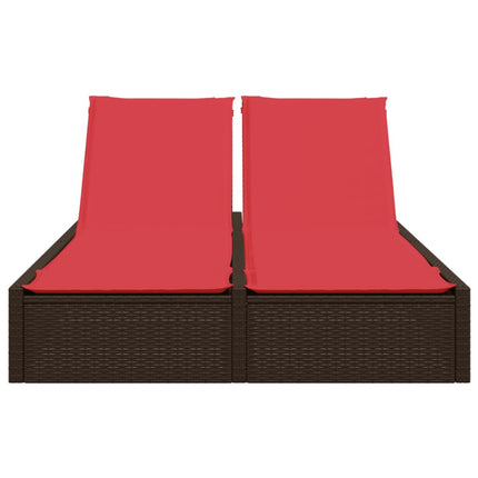 dobbelt liggestol med hynder brun polyrattan