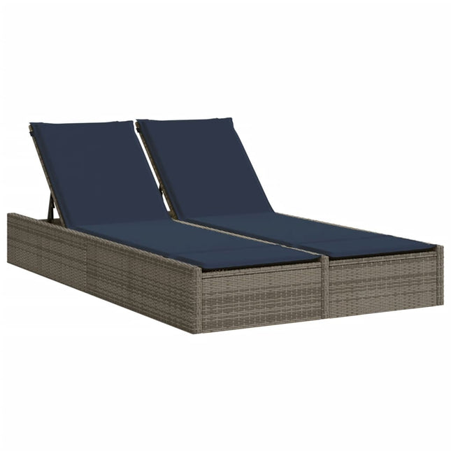 dobbelt liggestol med hynder grå polyrattan
