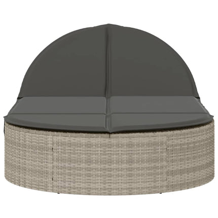 solseng med hynder polyrattan lysegrå