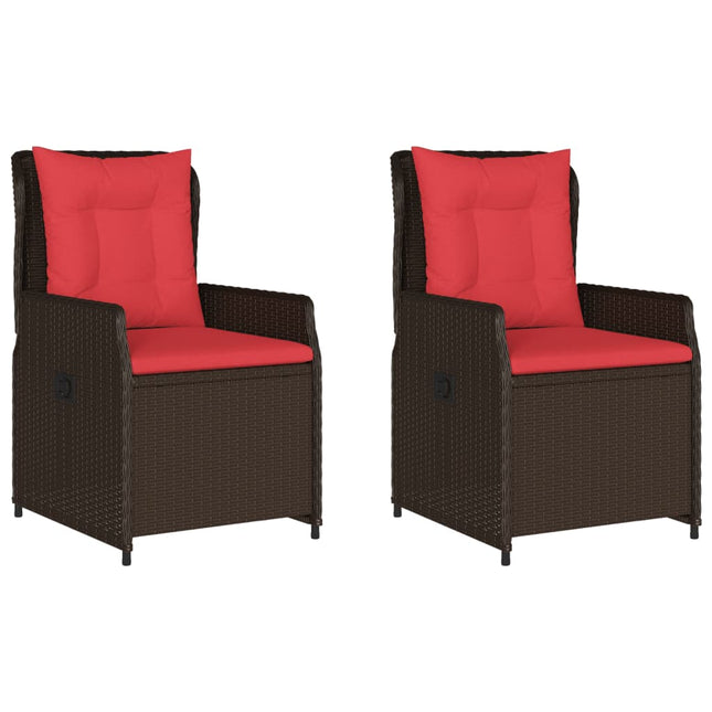 havestole med hvilestol 2 stk. brun polyrattan