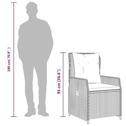 havestole med hvilestol 2 stk. brun polyrattan