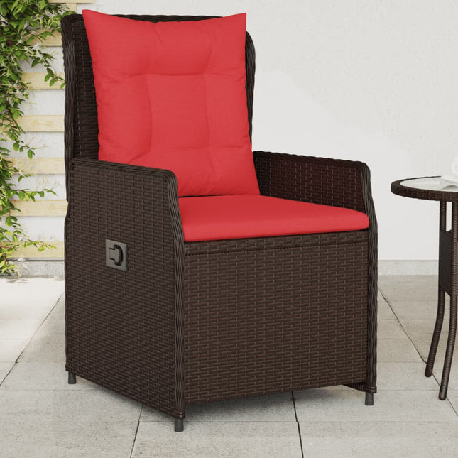 havestole med hvilestol 2 stk. brun polyrattan