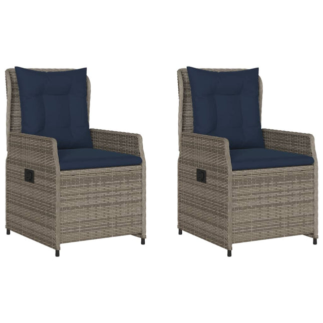 havestole med hvilestol 2 stk. grå polyrattan