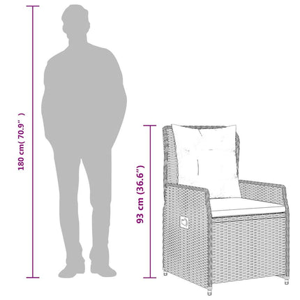 havestole med hvilestol 2 stk. grå polyrattan