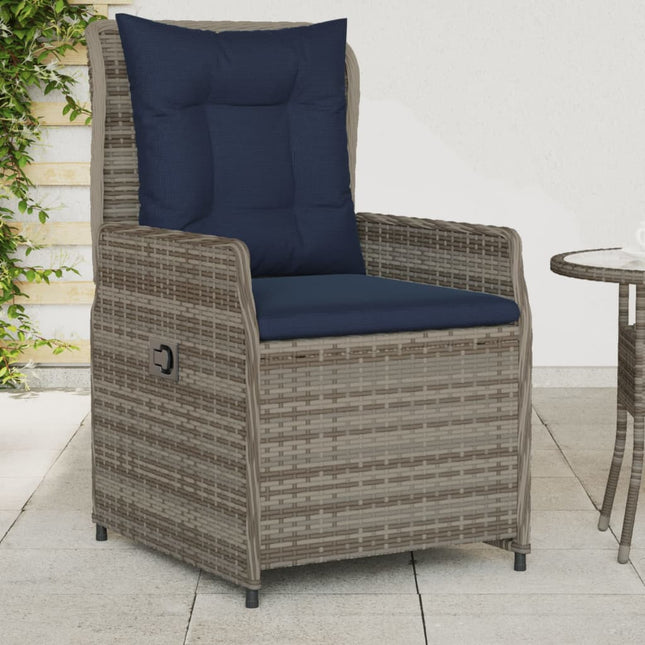 havestole med hvilestol 2 stk. grå polyrattan