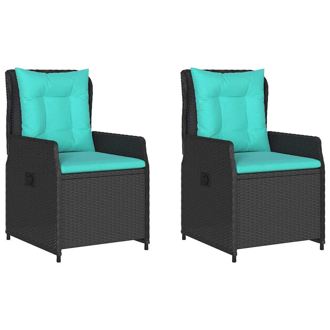 havestole med hvilestol 2 stk. sort polyrattan