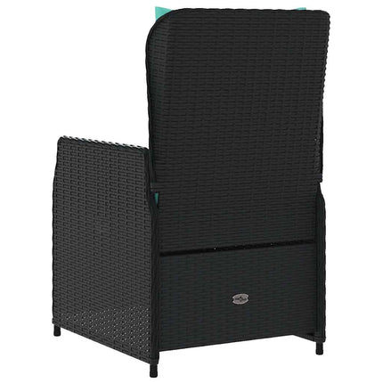 havestole med hvilestol 2 stk. sort polyrattan
