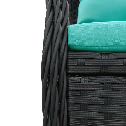 havestole med hvilestol 2 stk. sort polyrattan
