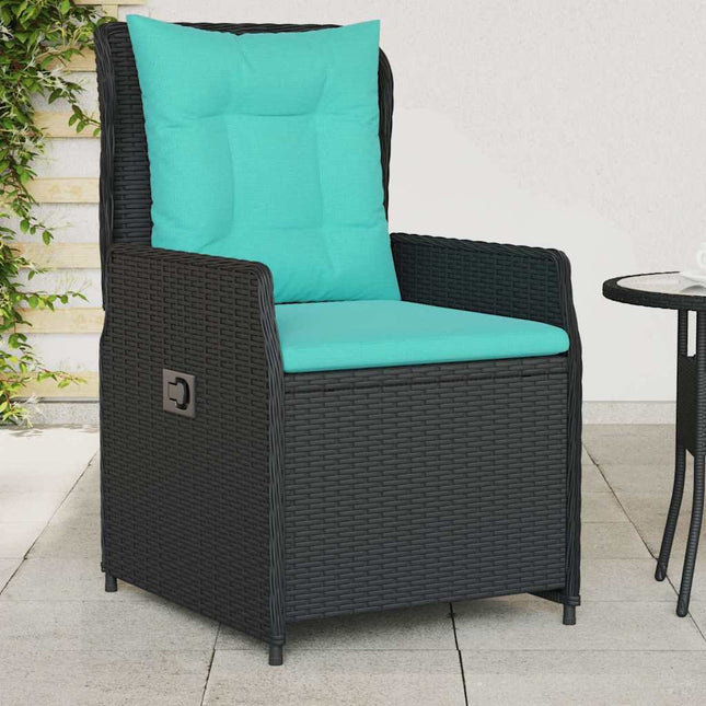 havestole med hvilestol 2 stk. sort polyrattan
