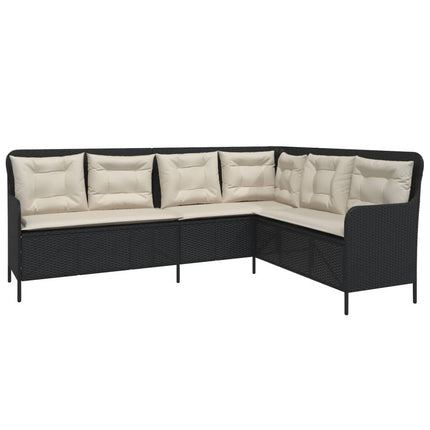 havesofa med hynder L-formet polyrattan sort