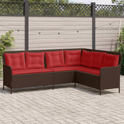 havesofa med hynder L-formet brun polyrattan
