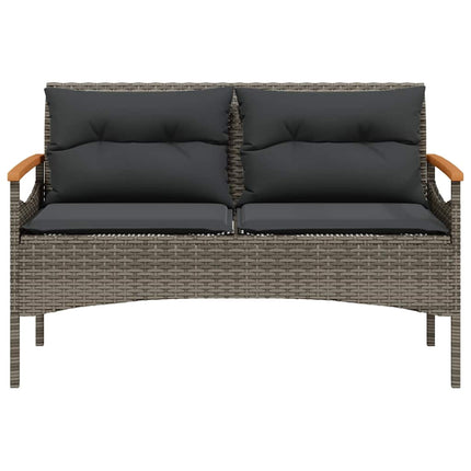 havebænk med hynder 116x62,5x74 cm polyrattan grå