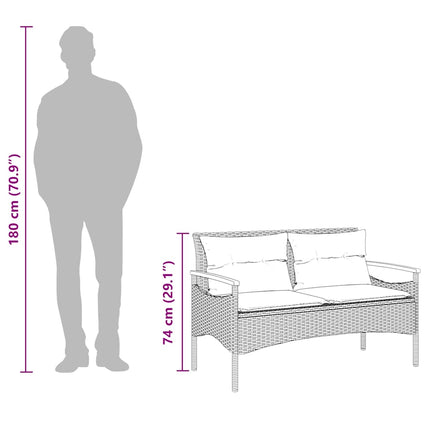 havebænk med hynder 116x62,5x74 cm polyrattan grå