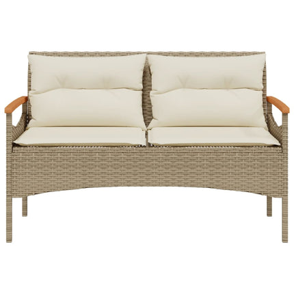havebænk med hynder 116x62,5x74 cm polyrattan beige
