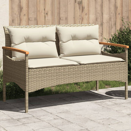 havebænk med hynder 116x62,5x74 cm polyrattan beige