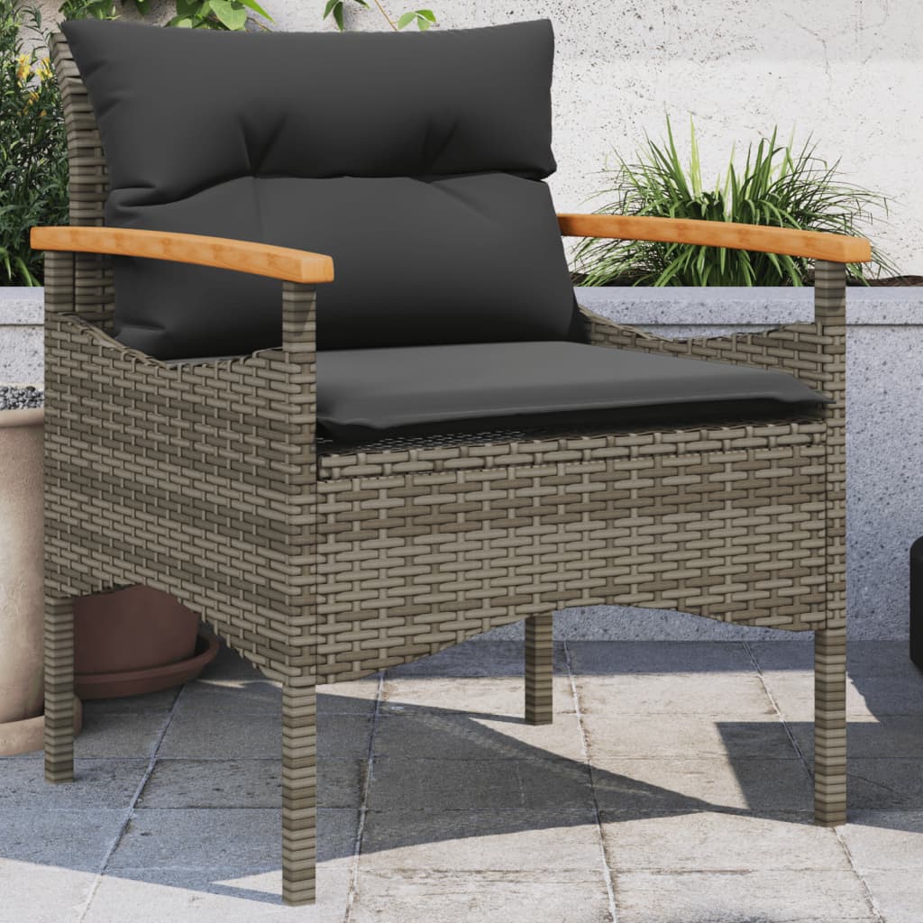 havesofasæt 3 dele med hynder polyrattan grå