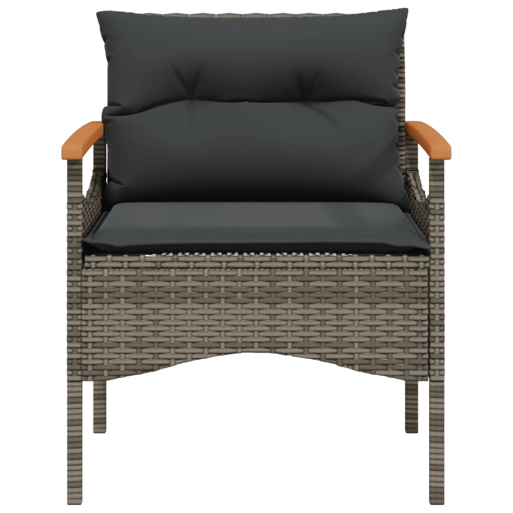 havesofasæt 3 dele med hynder polyrattan grå