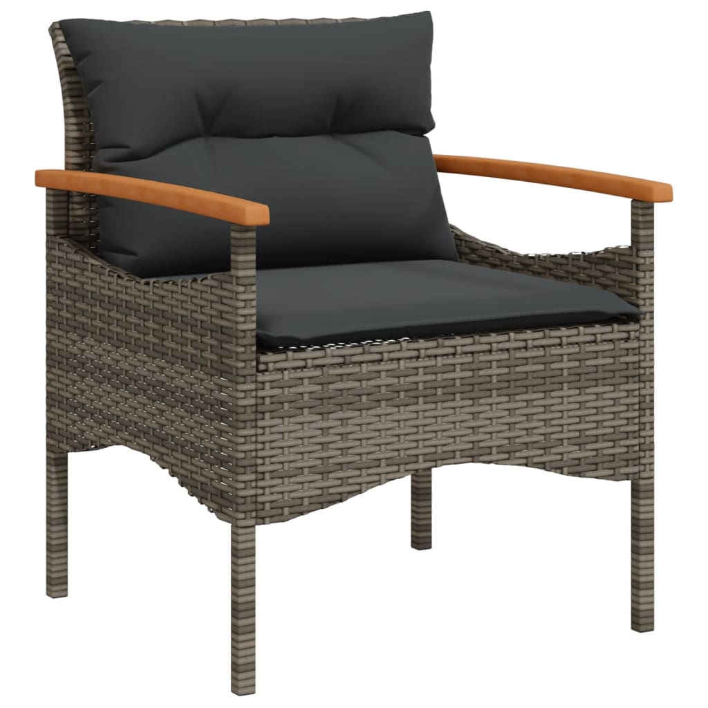 havesofasæt 3 dele med hynder polyrattan grå