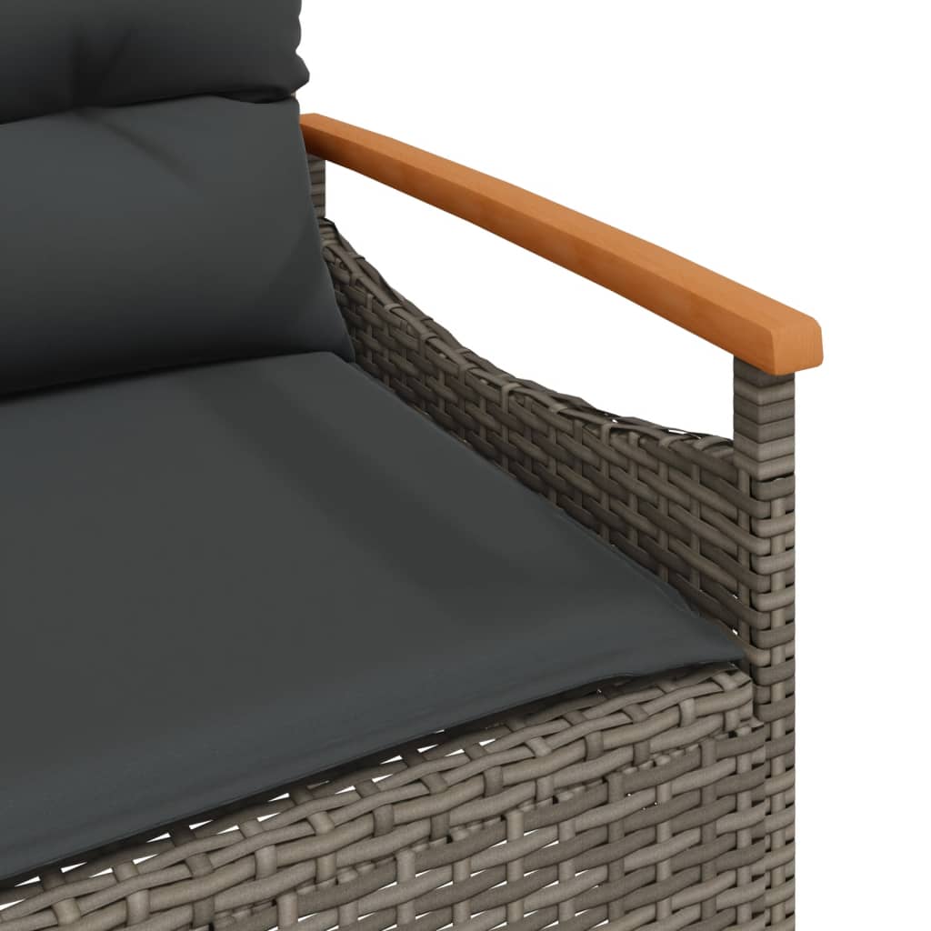 havesofasæt 3 dele med hynder polyrattan grå