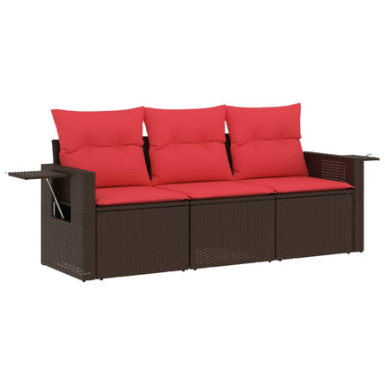 havesofasæt 3 dele med hynder brun polyrattan