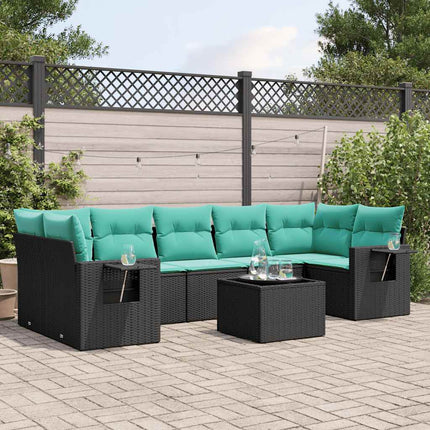 8-delt havesofasæt med hynder sort polyrattan