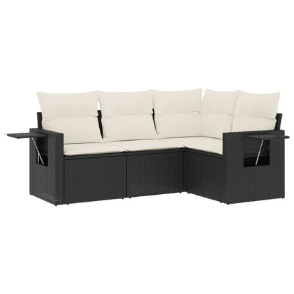 sofasæt til haven 4 dele med hynder polyrattan sort