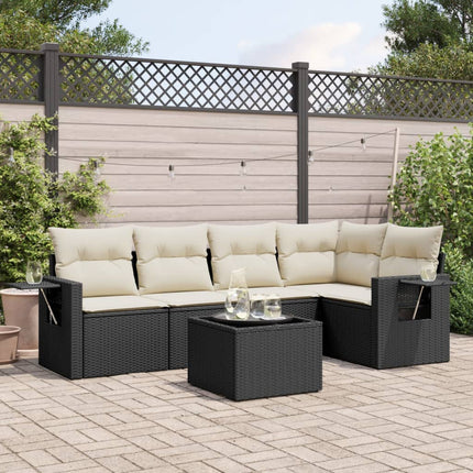 sofasæt til haven 6 dele med hynder polyrattan sort