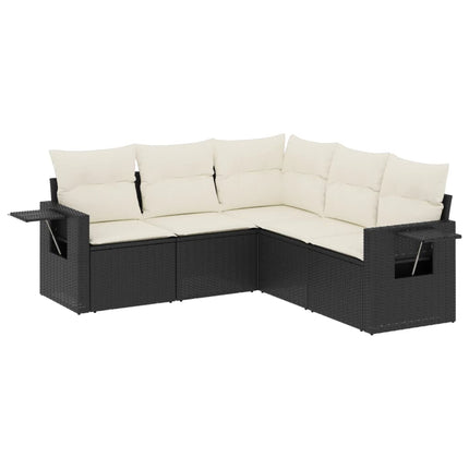 sofasæt til haven 5 dele med hynder polyrattan sort
