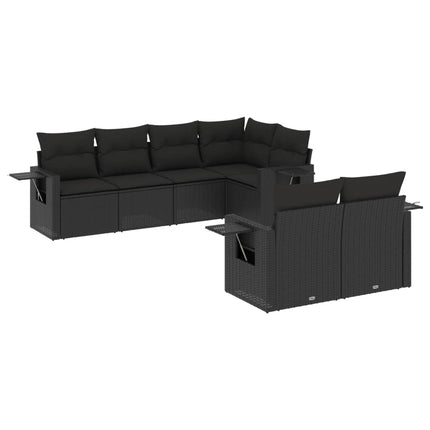 sofasæt til haven 7 dele med hynder polyrattan sort