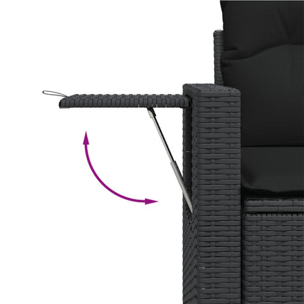 sofasæt til haven 7 dele med hynder polyrattan sort
