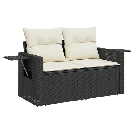 sofasæt til haven 7 dele med hynder polyrattan sort
