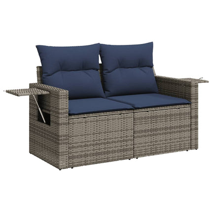 havesofasæt med 9 dele og hynder grå polyrattan
