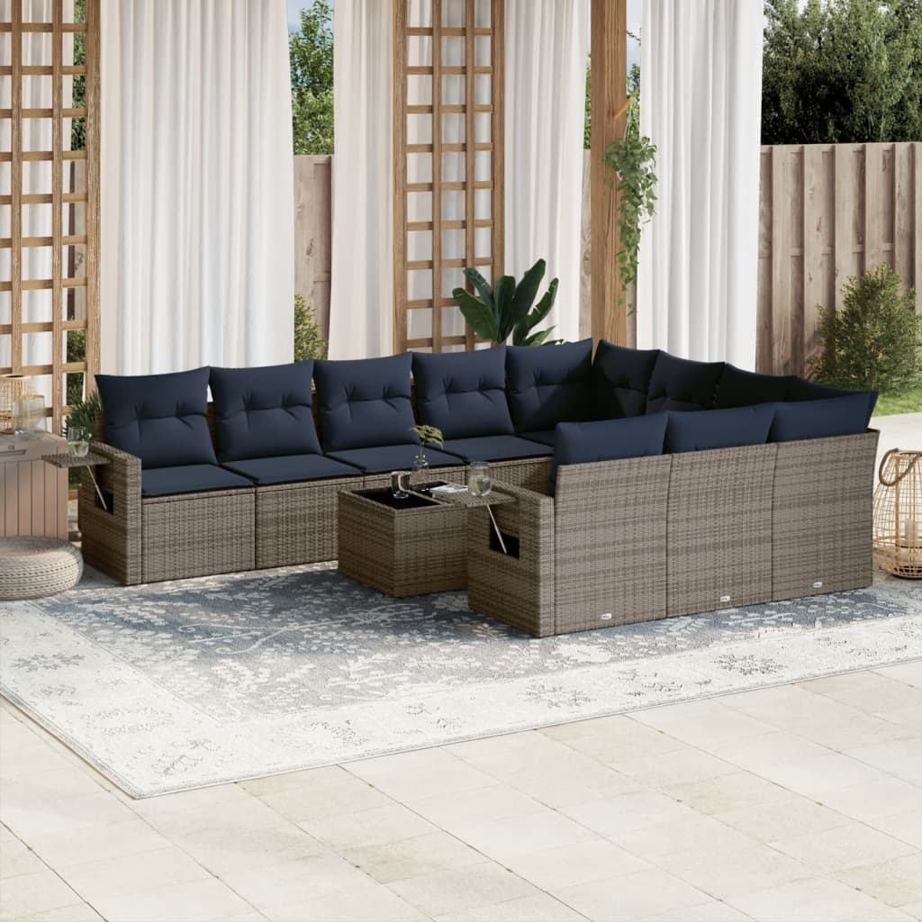 11-delt havesofast med hynder gr polyrattan